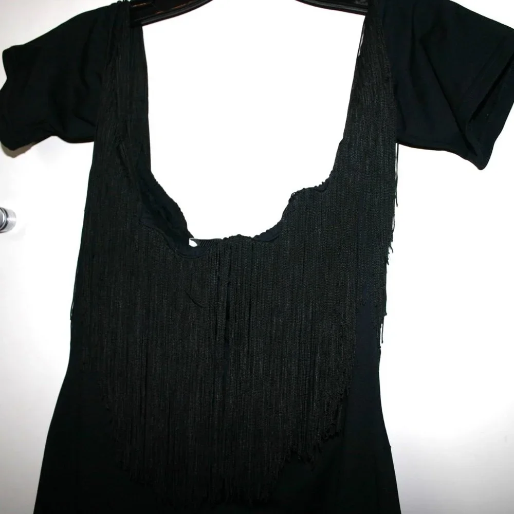 OZBEK Black Fringe Cocktail/Party Dress Made in Italy Size 6 Vintage Worn Once - Picture 9 of 12